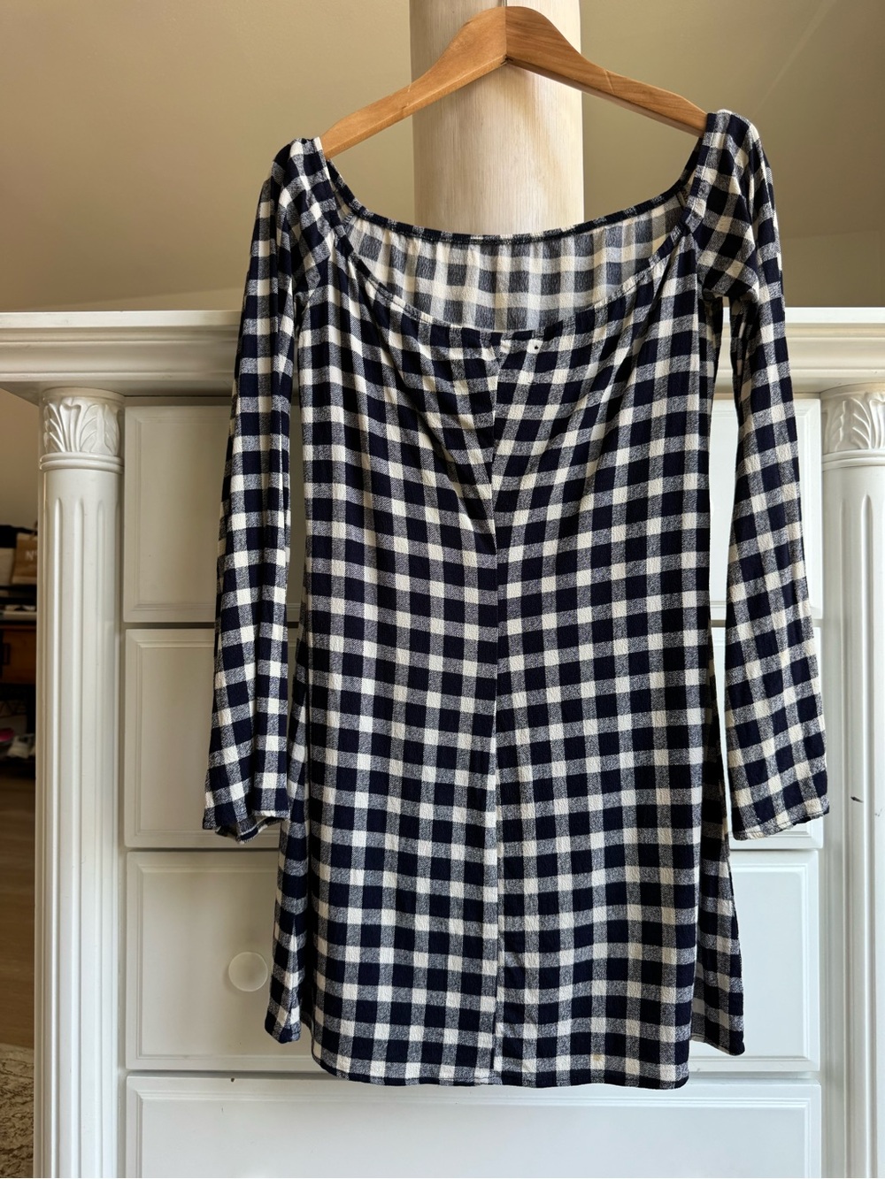 Reformation Gingham Off Shoulder Mini Dress Women’s M Made in USA